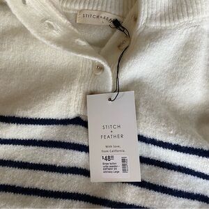 Henley Striped Sweater L